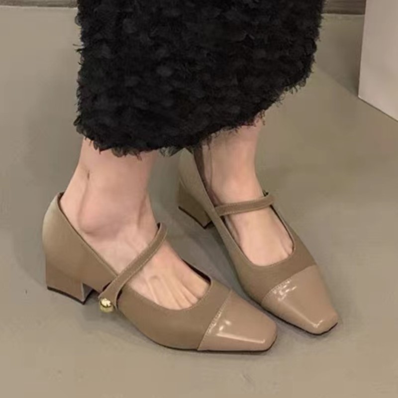 Plus Size 41 Women's Patent Leather Mary Janes Gold Ball Strap Pumps