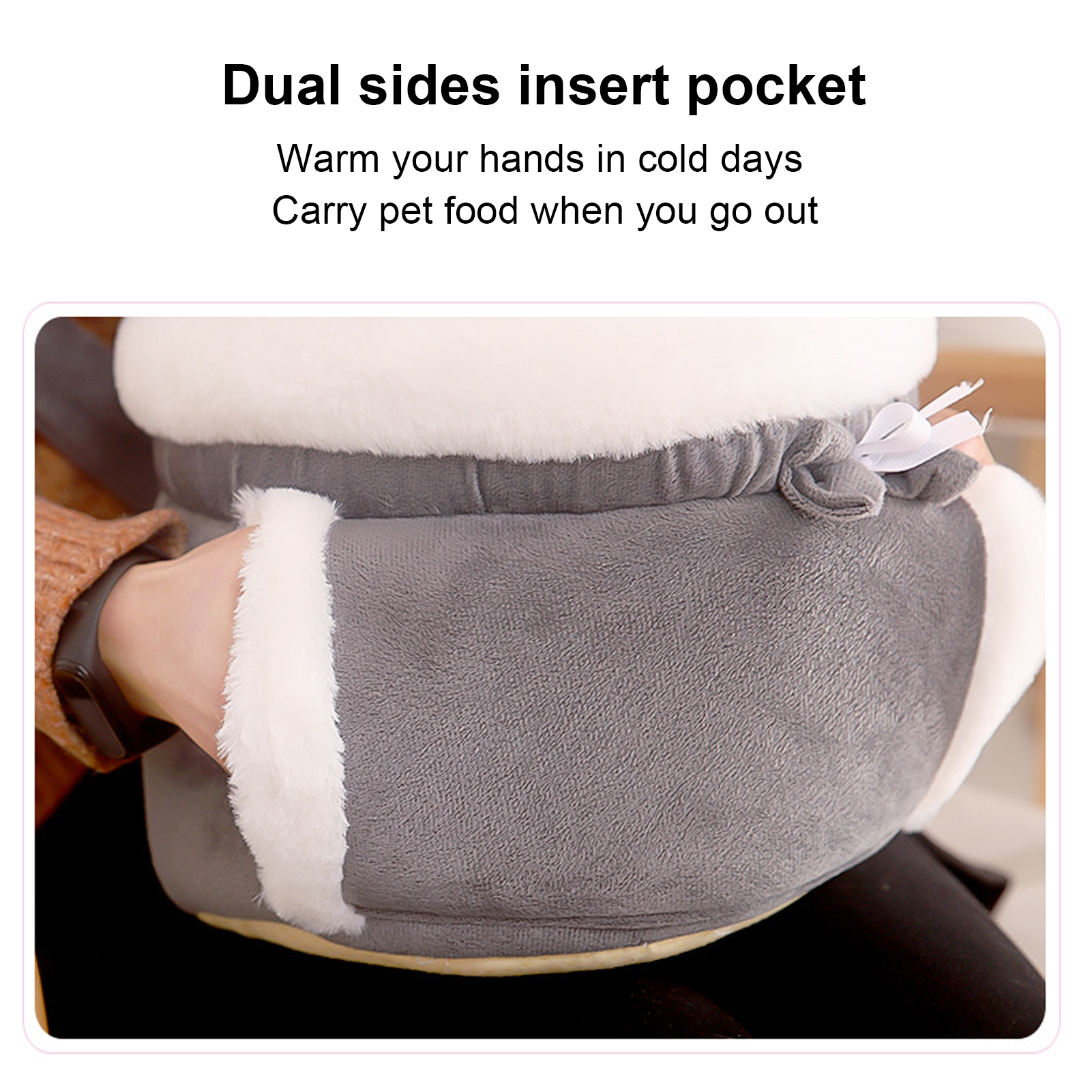 Pet Front Carrier Widen Straps Keep Warm Flannelette Fabric Cats Travel Carrier With Hands Warmer For Small Dogs