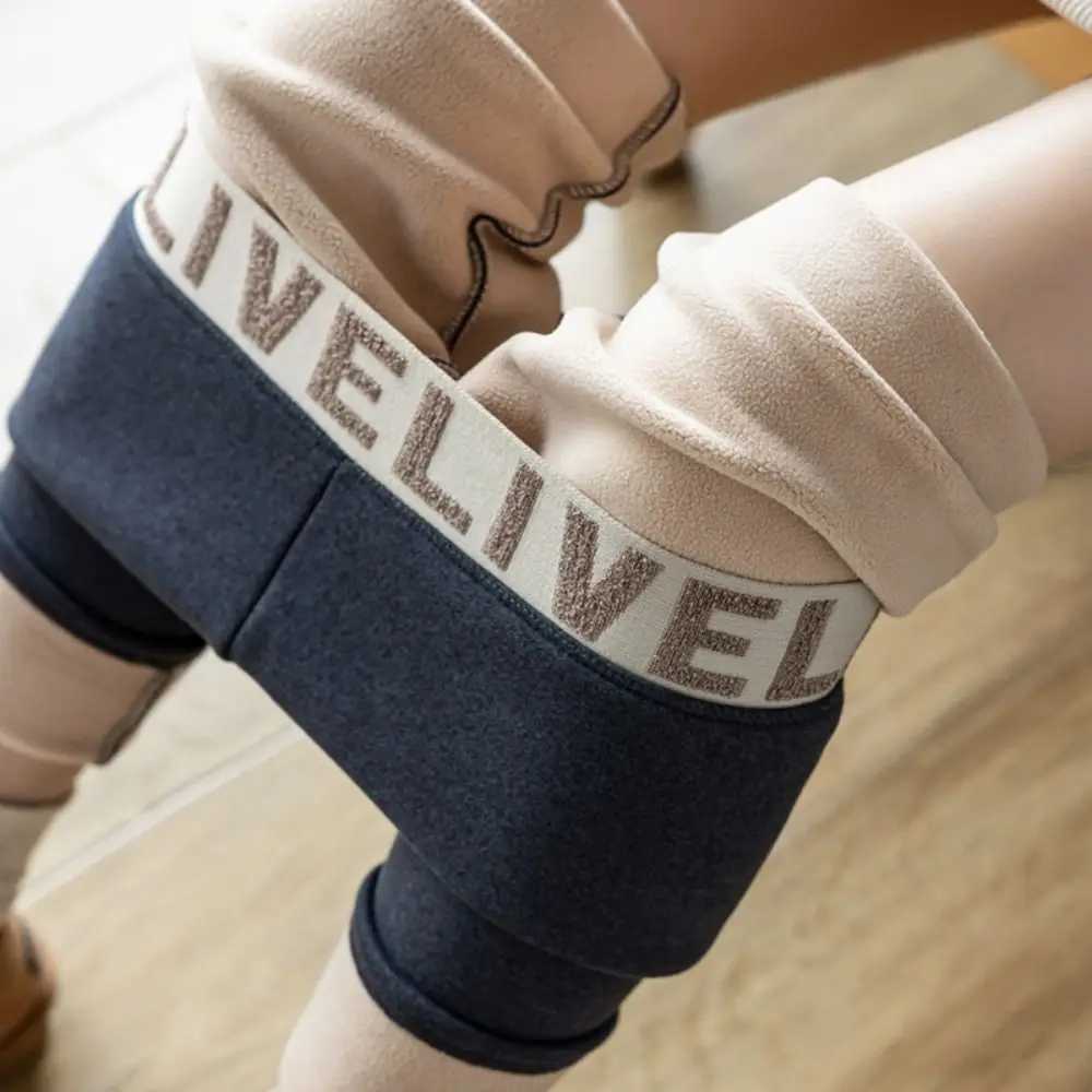 Cusual Letter Women Leggings Thickened Slim Fit Underpants Warm Autumn Winter Long PantsX240914