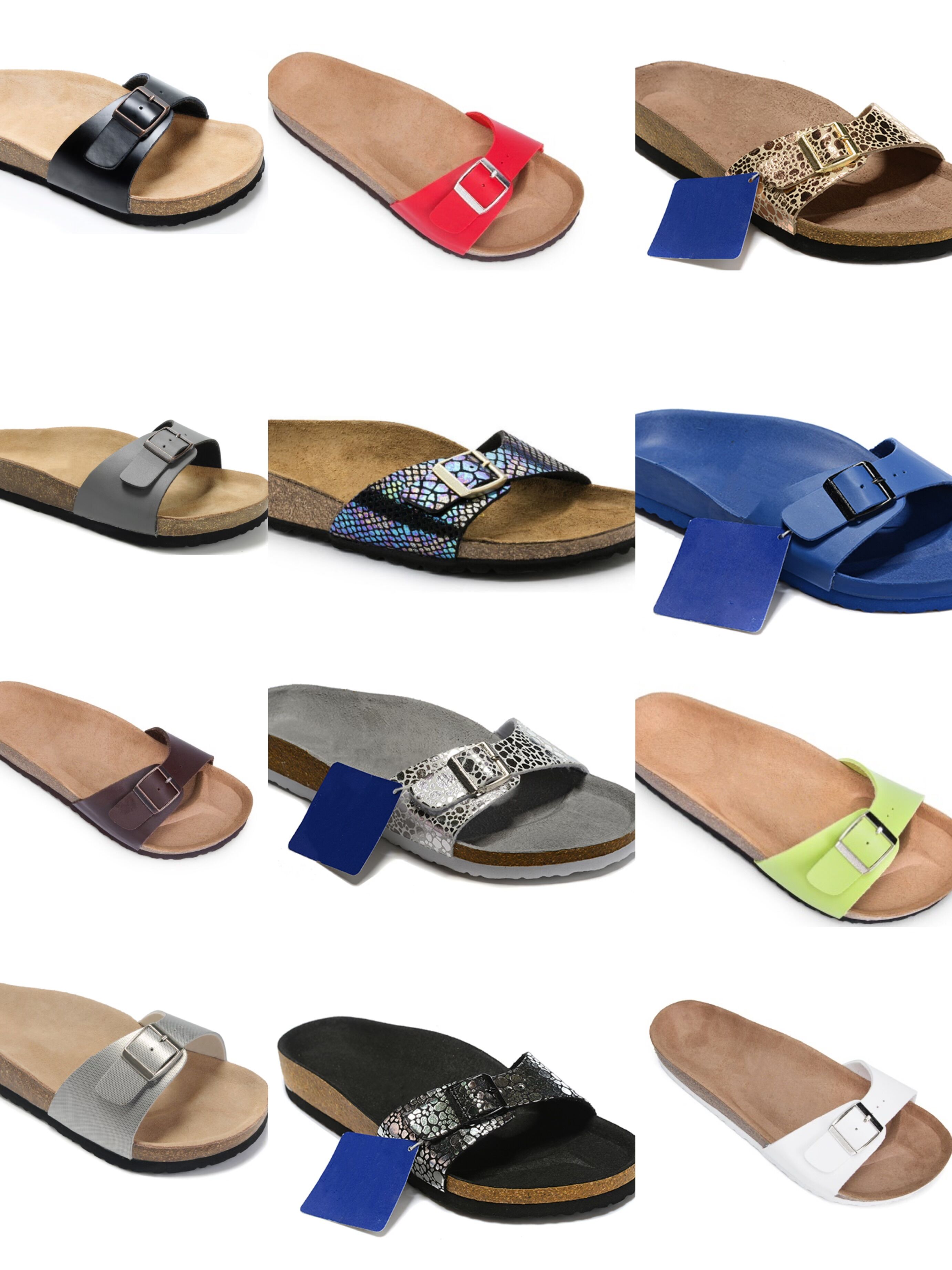 Women Madrid Style Famous Luxury Designer Brand Flat Heel Flip Flops Suede Leather With Buckles Patterned Summer Beach Shoes