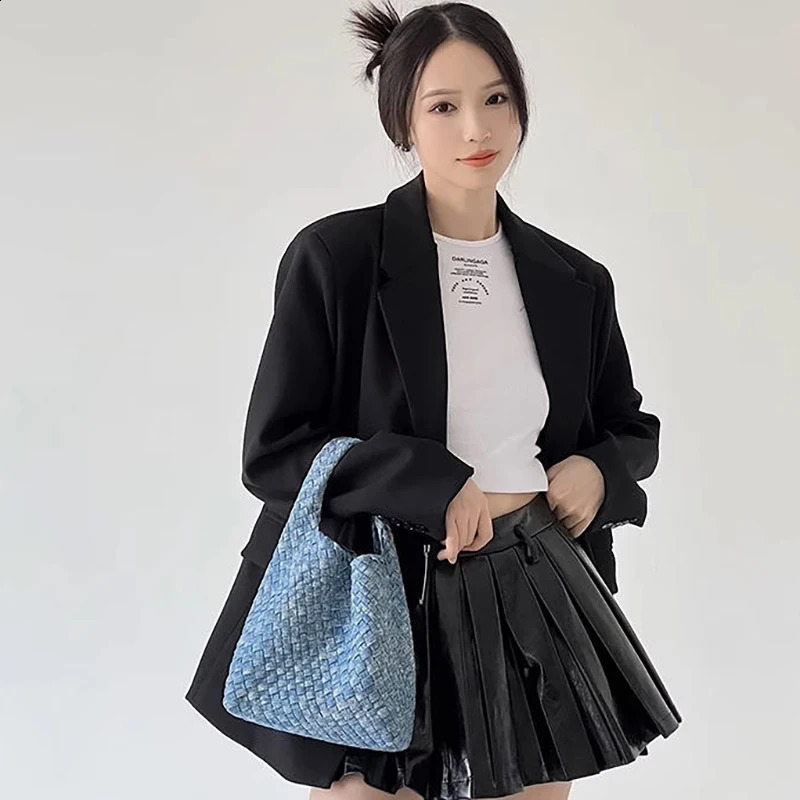 ly arrived selling womens shoulder bag fashionable denim PU basket daily use handbag 240913
