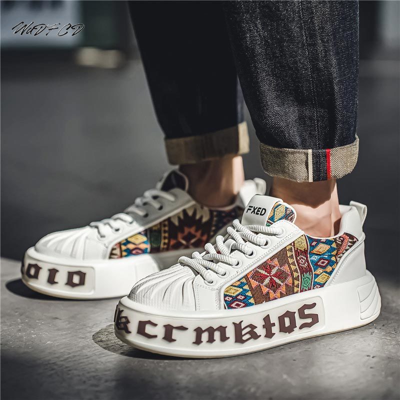 Mens Casual Sneakers Designer White Fashion Microfiber Leather Mesh Breathable Height Increased Flat Platform Board Shoes a5d3 db14