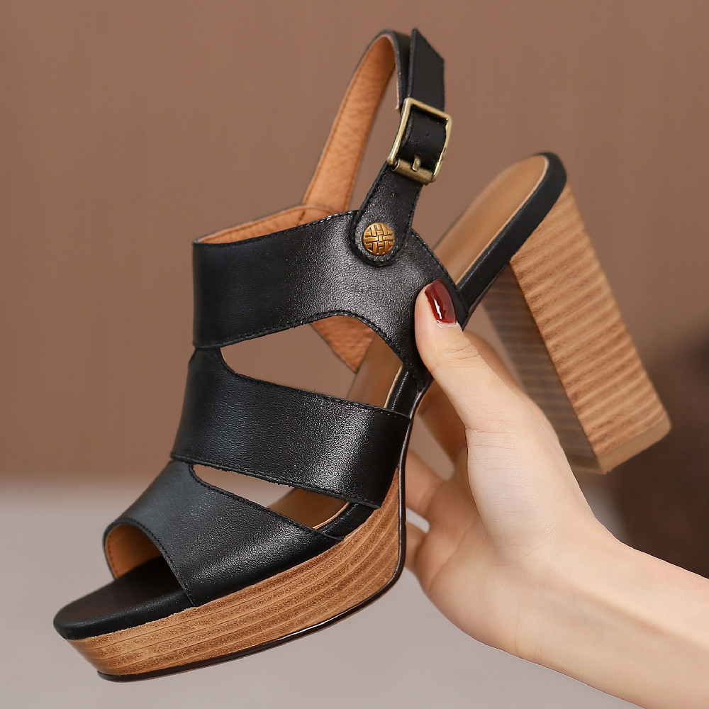 5cm Cow Leather Platform Heels: Sexy Summer Shoes for Night Club