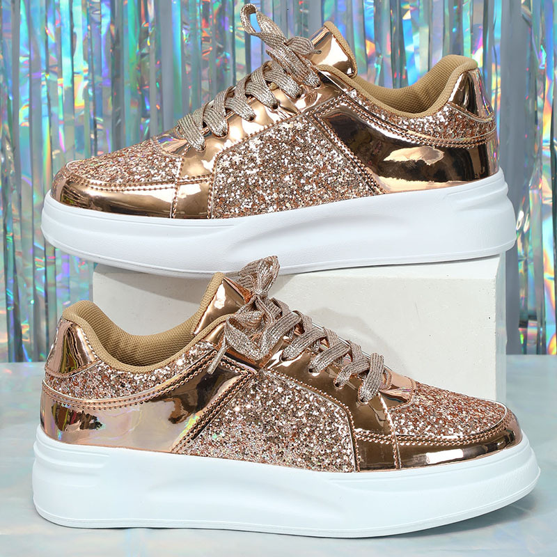 Top Quality Sneakers Skate Women Bg Loafers Platform Shiny Women's Casual Vulcanize Shoes Sequined Size 35-44