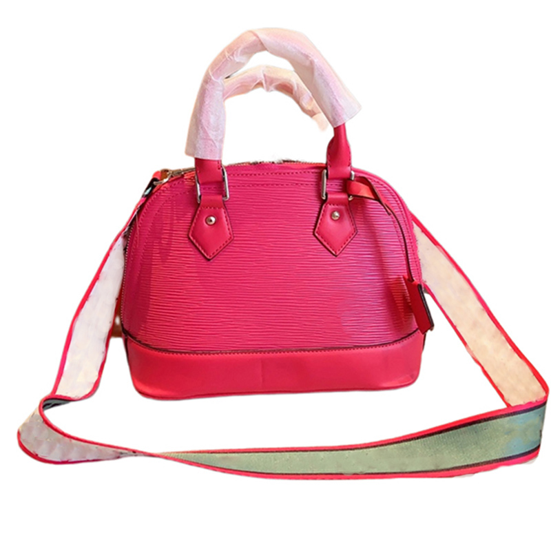 Luxury Vintage Women Designer Fashion Pink Leather Small Shoulder Tote Bag