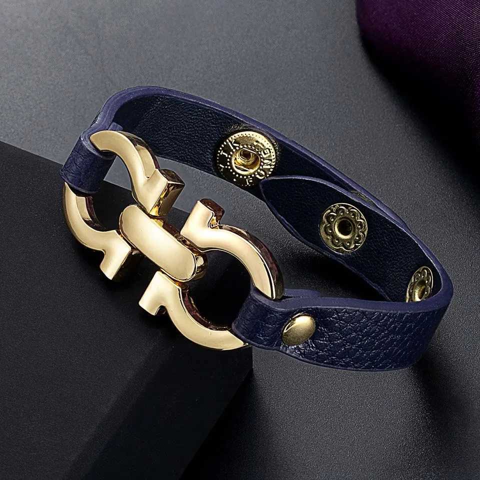 Charm Bracelets Zlxgirl Fashoin Pu Leather Fashion Bracelet Female Couple Engagement Dubai Gold Bracelet Bijoux Best Couple Gift Accessories J240914