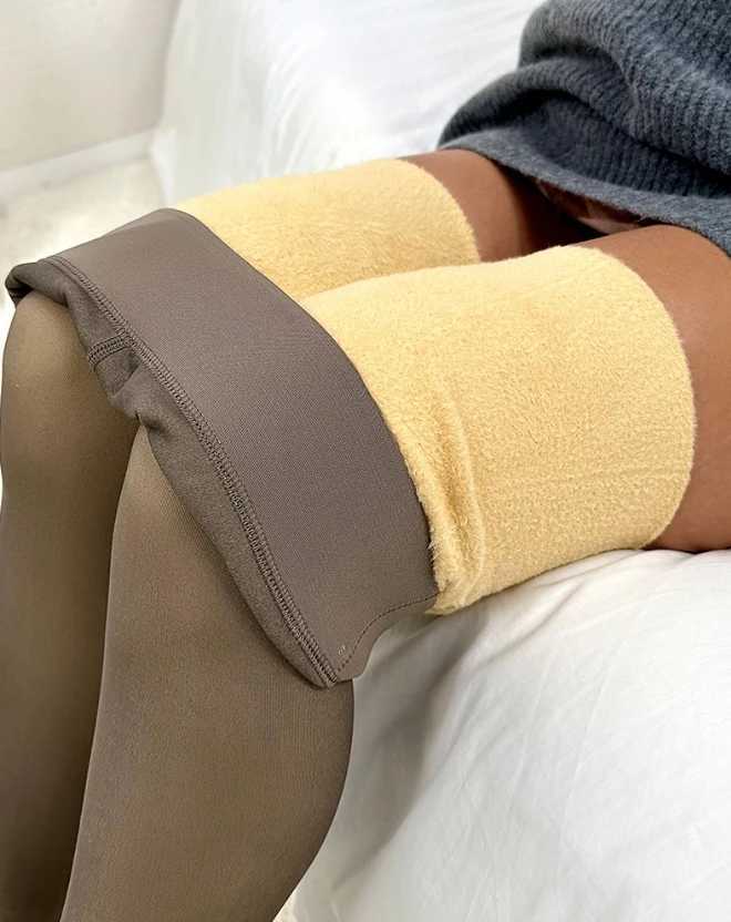 Leggings Women Autumn Winter Fashion High Waist Thermal Warm Fleece Lined Tights Casual Plain Daily Basics Long PantsX240914