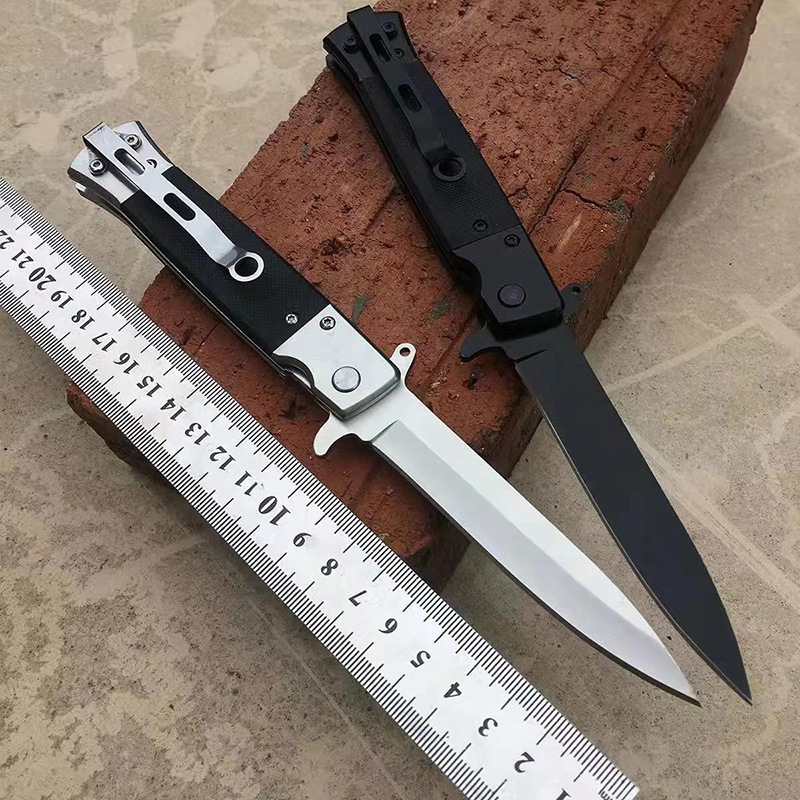 Top Quality Assisted Flipper Knife 440C Satin/Black Oxide Blade G10 with Steel Handle Outdoor Camping Hiking Fishing EDC Poc Knives