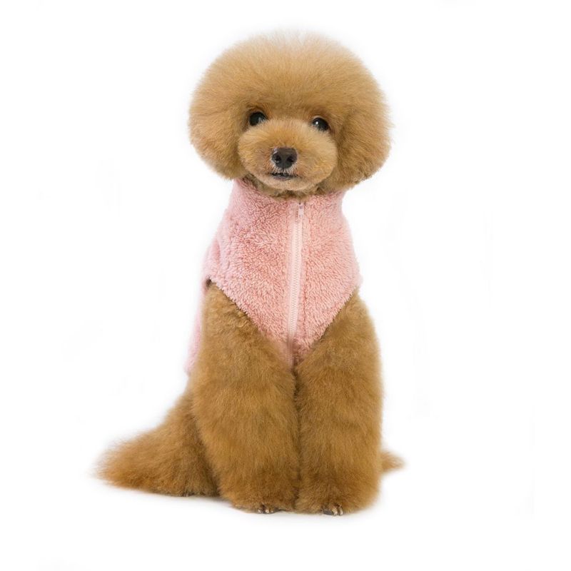 Fur Dog Coat Pet Dog Jacket with Zipper Turtleneck Winter Dog Sweater Plush Hoodies Vest for Small Dogs Cats Home Wear