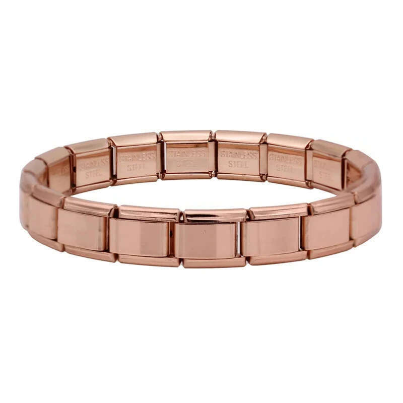 New Women's Gift smooth Bead Italian Charms Links Bangle Beads Fit 9mm Stainless Steel Bracelet Making DIY For Women Fashion Jewelry