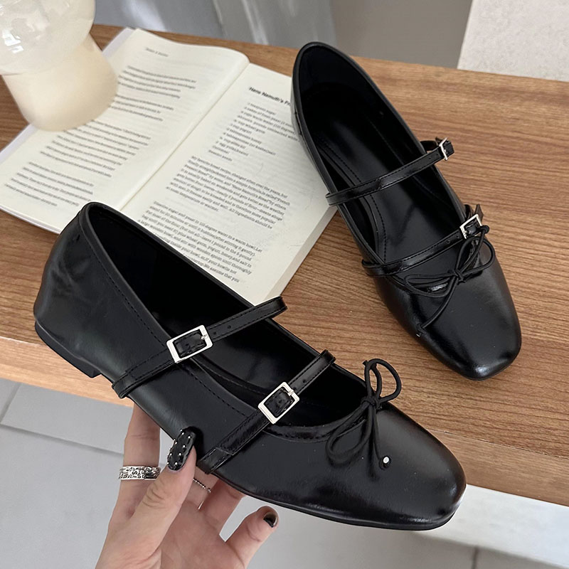 Ballet Women's Red Flats: Stylish Buckle Strap Butterfly-Knot Round Toe Flats for Ladies 4