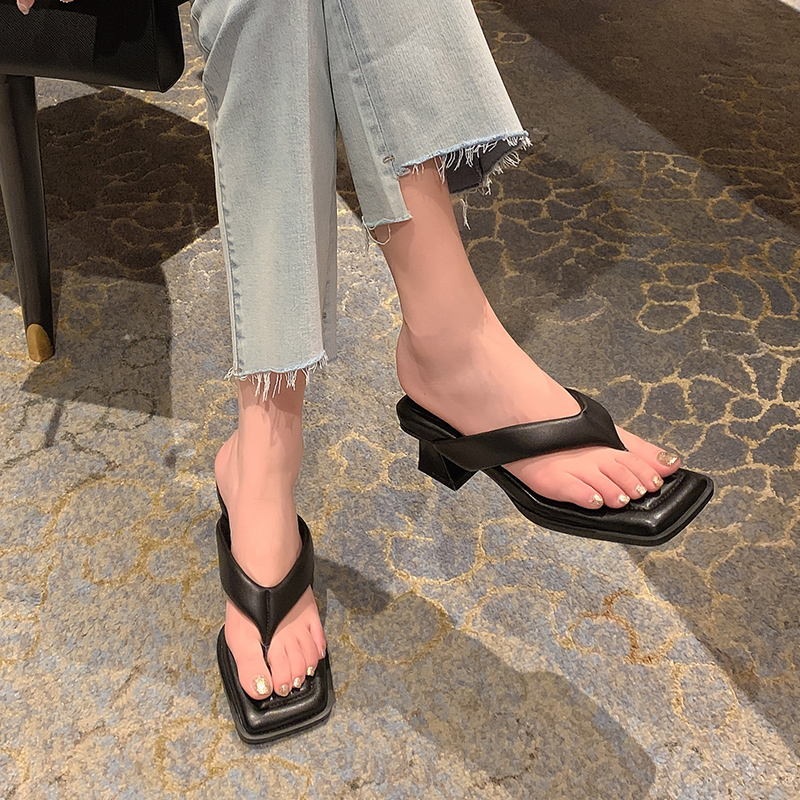 Size JOZHAMTA 33-40 Sandals Summer 2023 Fashion High Heels Shoes For Women Flip ps Real Leather New Slippers Slides 245e