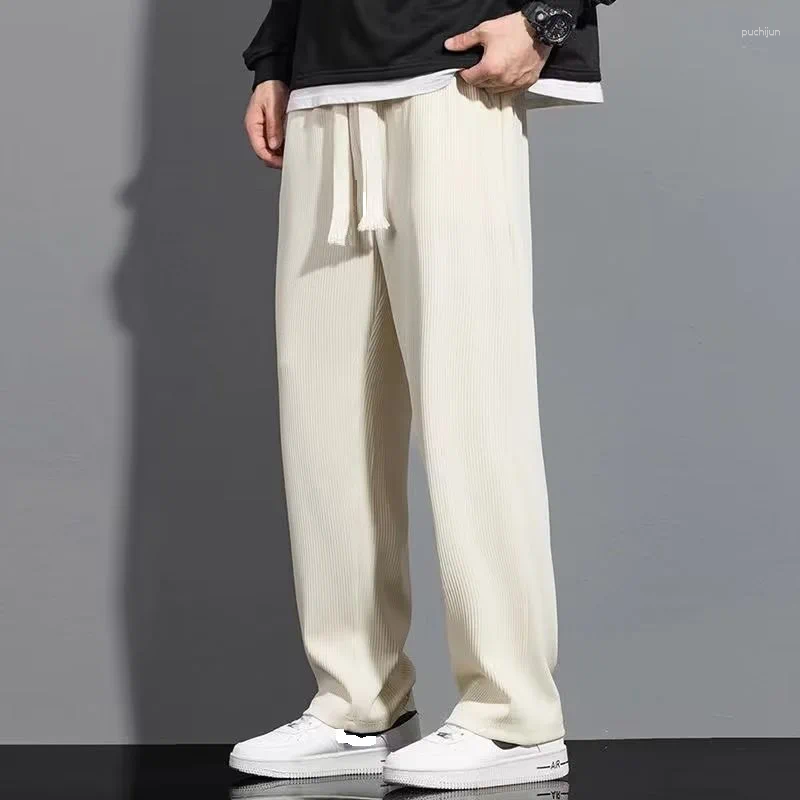 2025 S Fashion Designer Men S Pants Spring And Autumn Lightweight Ice Silk Quick Drying Soft Smooth Loose Straight Tube Casual Versatile