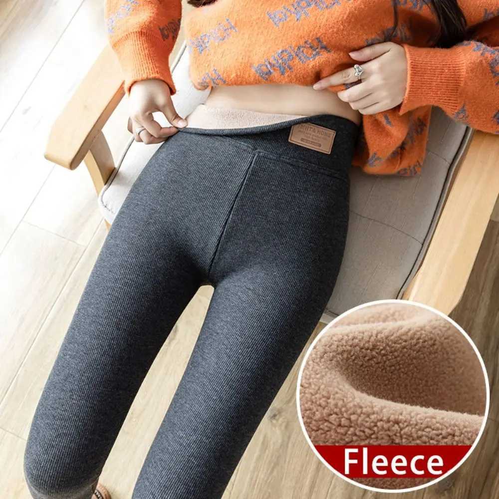 Fashion Letter Women Leggings Thickened Autumn Winter Long Pants Slim Fit Warm Fleece PantsX240914