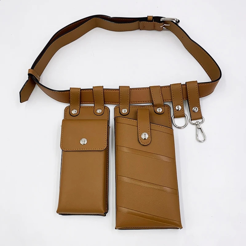 2 PCS Hip Hop Women Belt Bag Streetwear Funny Pack PU Leather Crossbody Tactical Chest Bags Mobile Phone Waist Bag Female Purse 240913