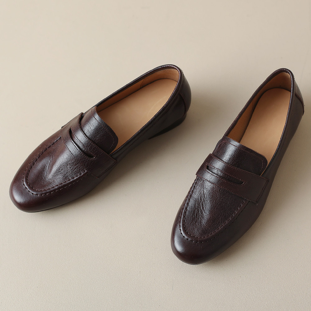 cow Women's New leather round toe slip-on flats loafers leisure soft comfortable casual female moccasins high quality daily shoes 3e8c