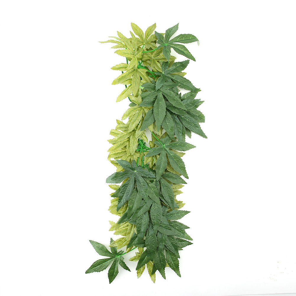 Green Artificial Plant Fake Leaves Aquarium Fish Tank Reptile Terrarium Ornaments Decor 50cm