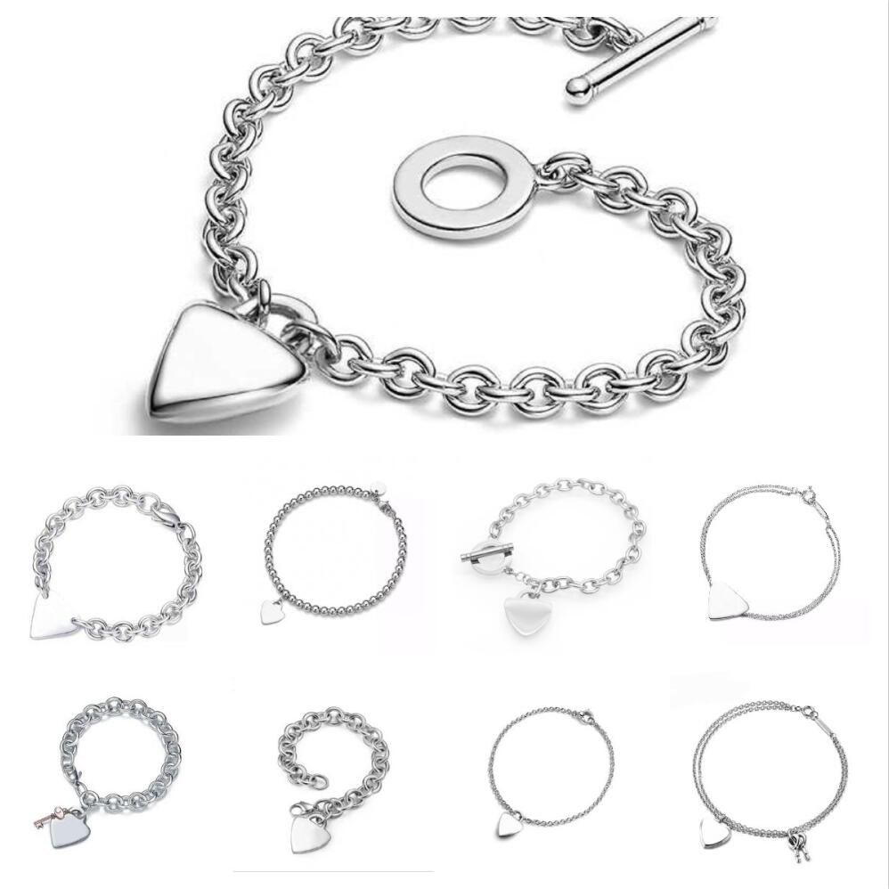 Designer Bracelet Jewlery Designer For Women Sterling Silver Jewelry 925 Charm Bracelet Stainless Steel Fashion Key Heart Bracelet Luxury Charm Braclets KT00631