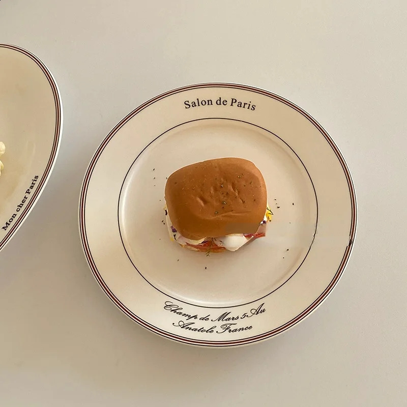 Korean Alphabet Western Food Ceramic Plate Ceramic Breakfast Oval Plate Dessert Plate Nordic Minimalist Tableware 240910