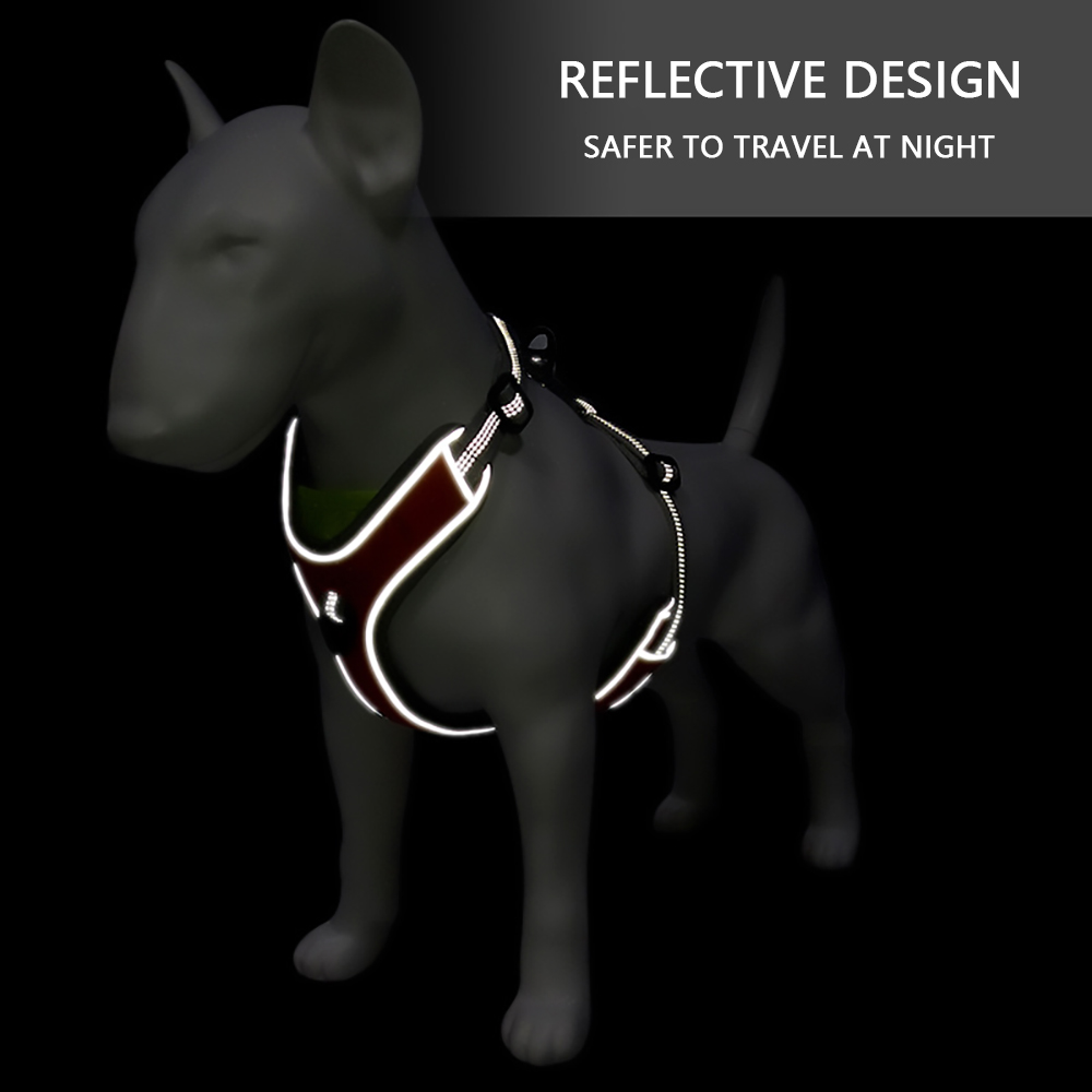 Reflective Dog Harness and Leash Set, Vest Style Adjustable Blast Proof Design Dogs Harness for Medium and Large Dogs Outdoors