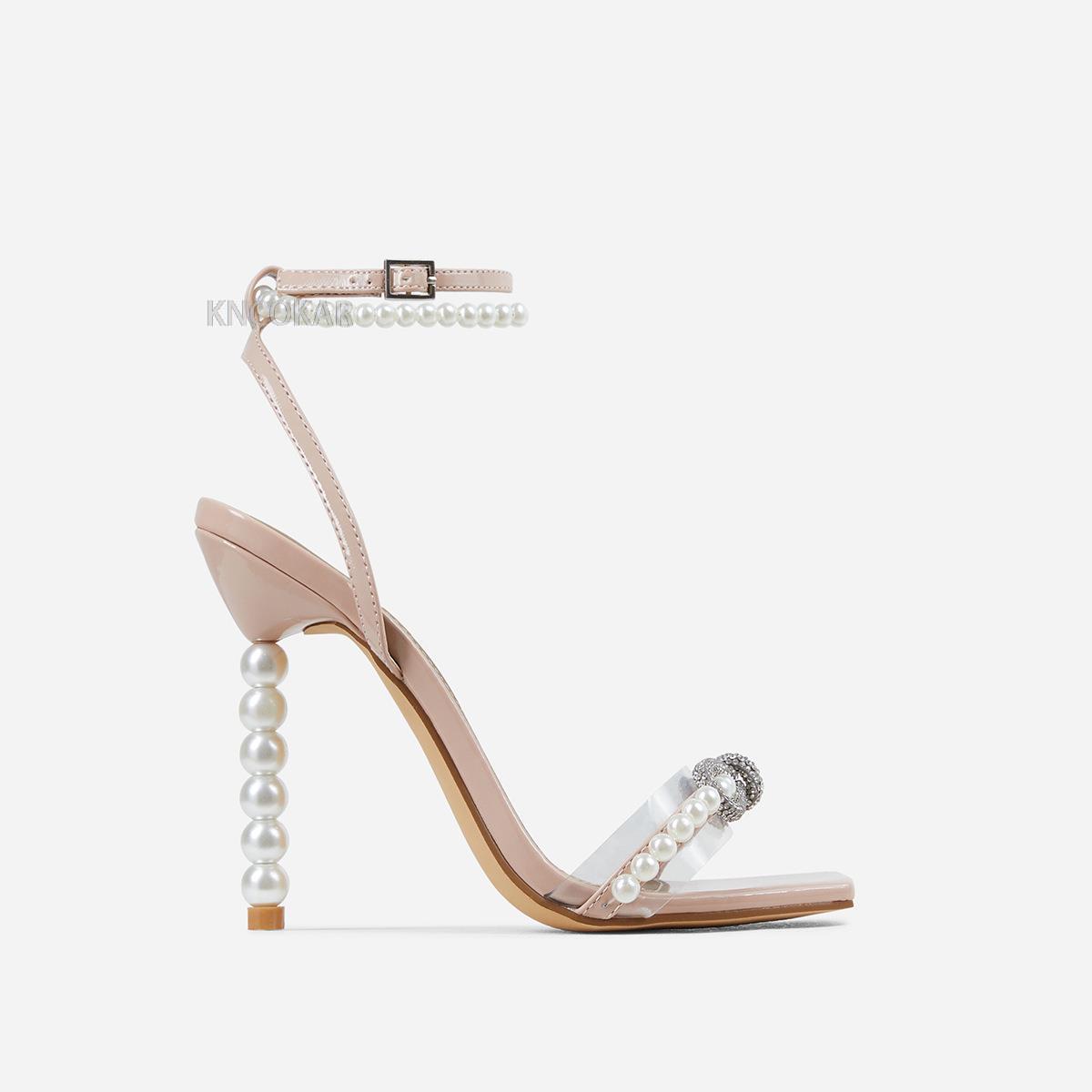 Women High Heels Summer Sandals Pearl Butterfly-Knot Women Pumps Thin Heels Party Office Lady Wedding Shoes Women Sandals