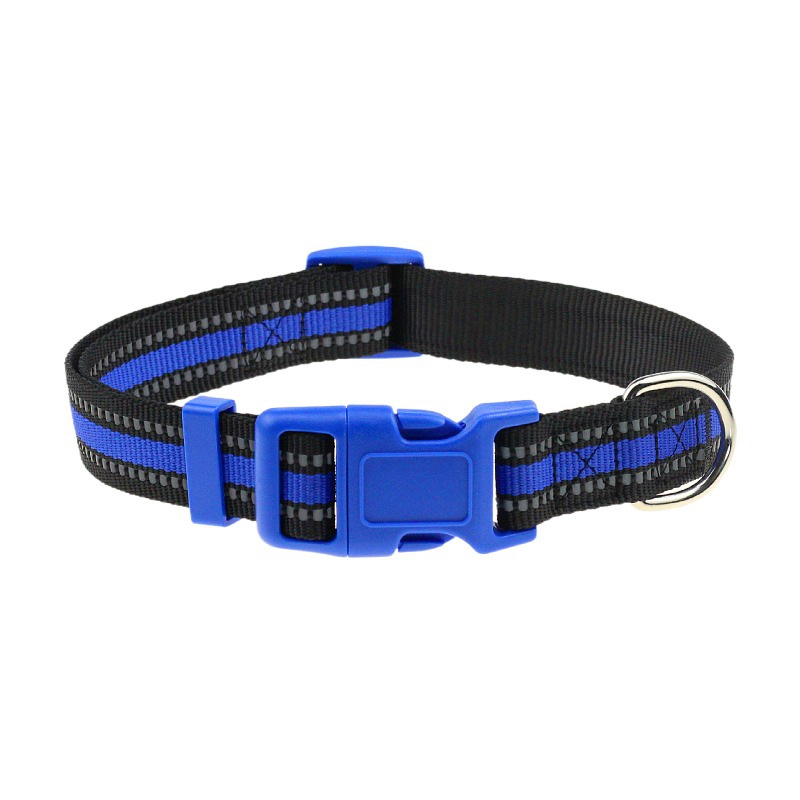 Adjustable Pet Collar Nylon Reflective Dog Collar with D-ring and ABS Quick Insert Buckle for Small, Medium Large Dogs and Cats
