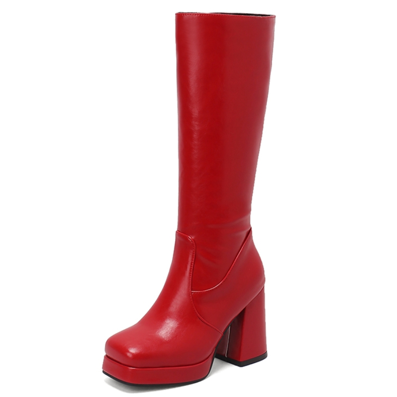 Knee Platform High Boots Women 2024 Autumn Winter Warm Long Female Sier Red Heels Riding Boot Footwear Shoes Large Size 0af6