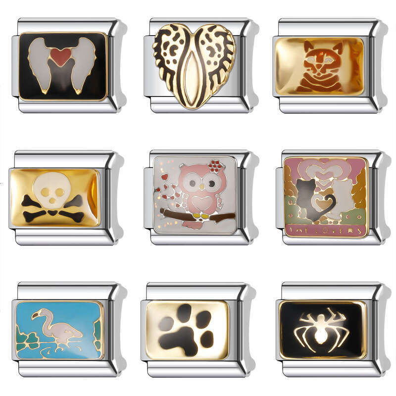 New Women's Gift Skull head Bead Italian Charms Links Bangle Beads Fit 9mm Stainless Steel Bracelet Making DIY For Women Fashion Jewelry