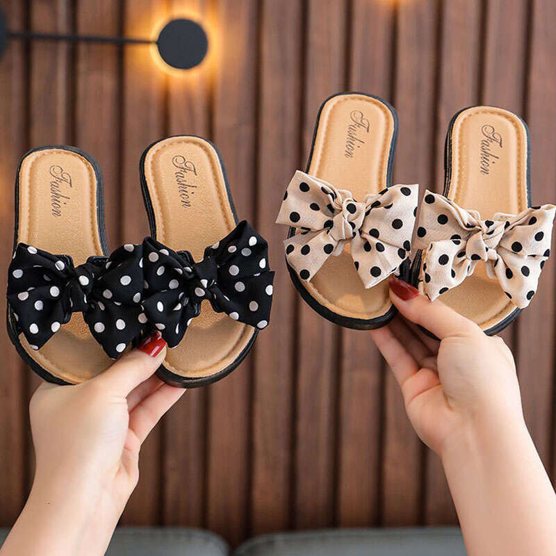 2024 New Bow Flats Open Toe Slide Sandals Non-slip Flip ps Children Home Kids Girls Summer Cute Beach Slippers Shoe