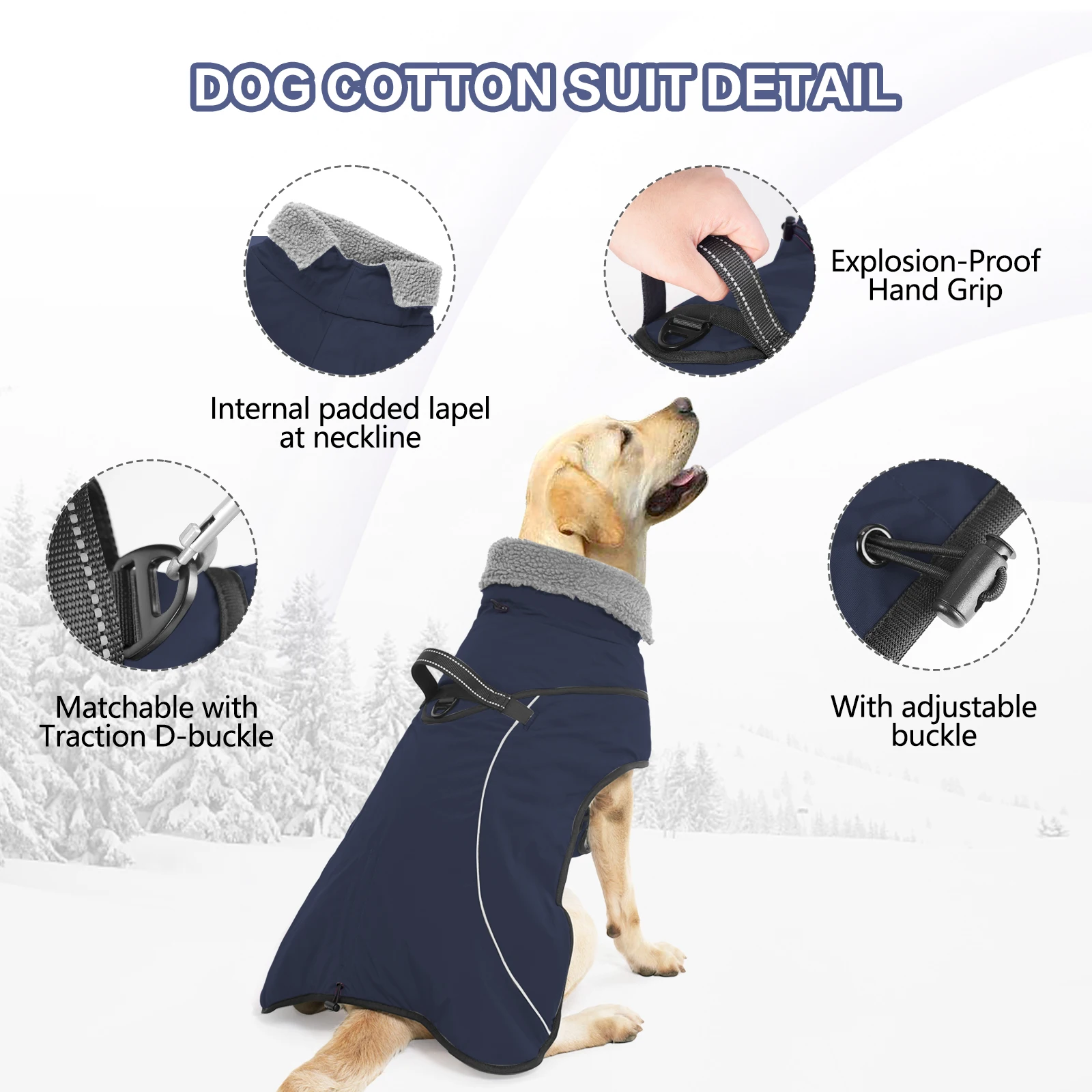Waterproof Dog Clothes for Medium Large Dogs Winter Warm Clothes Windproof Snow Jacket Clothes Reflective Design Dog Clothing