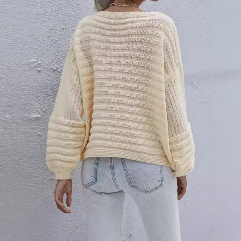 dongdumaoyi New autumn and winter round neck knitted sweater fashionable pullover long sleeved solid color top loose casual sweater for women F0914#41