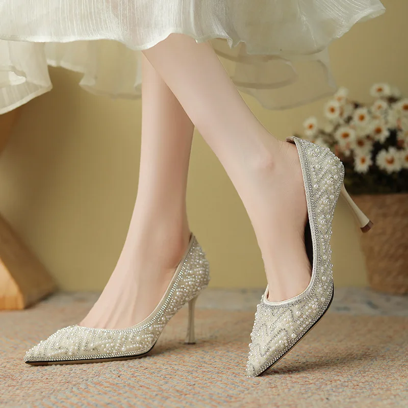 Full Rhinestone Pumps Bling Bling Luxurious Stiletto Heel Spring Shoes Comfortable Party Wedding Shoes for Women Shoes