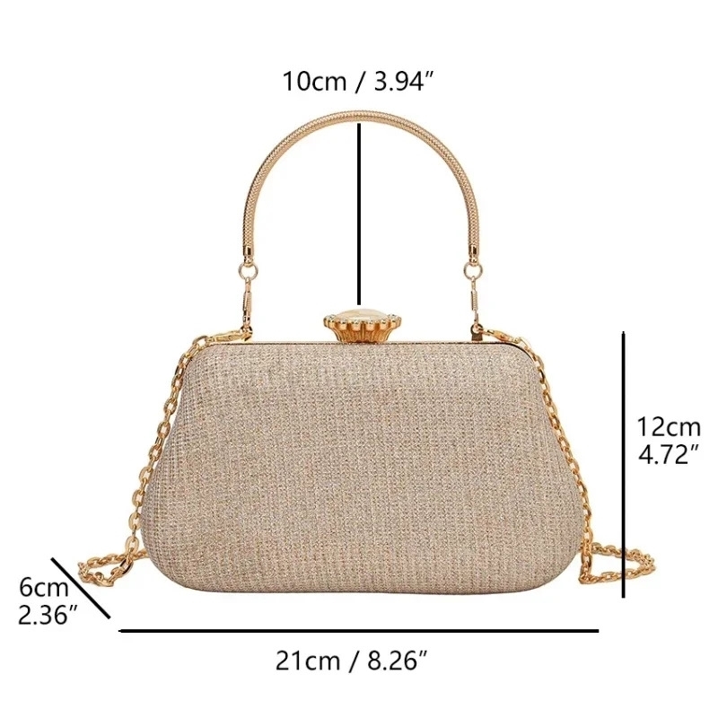 High n Women Evening Bag Party Banquet Glitter Bag for Ladies Wedding Clutch Handbag Shoulder Bag Chain Bolsas 240909