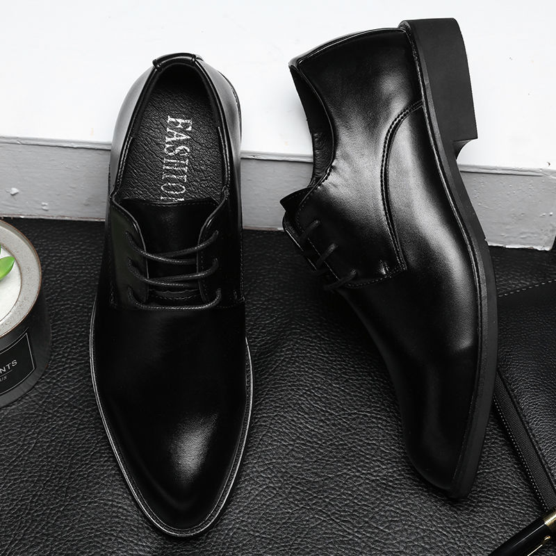 Business Men Shoes Black Leather Men Shoes Luxury Brand Mens Wedding Dress Shoes Large Size Lacing Formal Shoe Man
