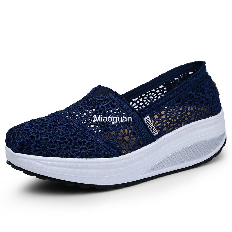 Outdoor Women's Shoes 2024 Spring/summer Breathable Mesh Non-slip Sports Thick-soled Sneakers Casual Shoes Round Head Plus Size