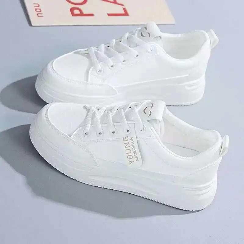 2023 Women's New Vulcanize Shoes Lace-up White Sneakers Fashion Running Comfortable Casual Female 8e12
