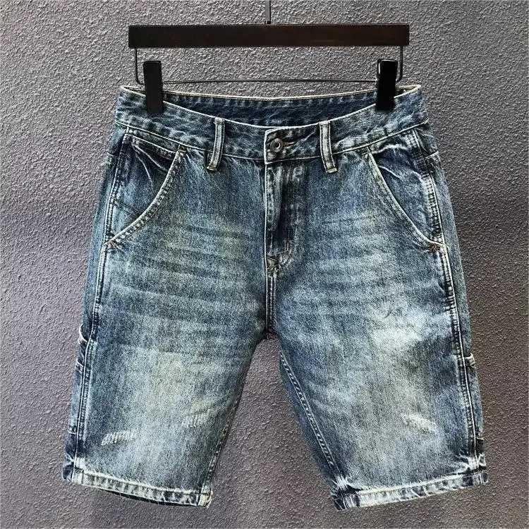 Korean Luxury Clothing 2024 Summer Cowboy Casual Denim Knee Length Shorts Men Washed Designer Boyfriend Short Jeans TrousersX240914
