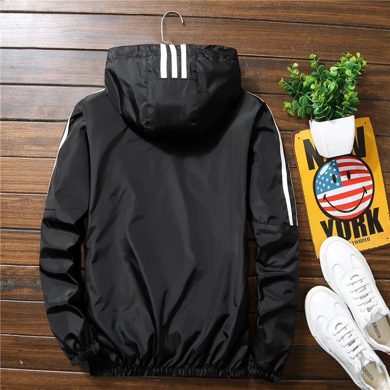 mens casual hooded bomber jacket spring autumn hiphop plus size windproof sports zipper outerwear 240904