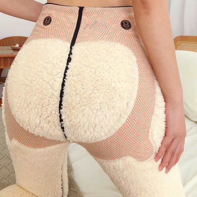 Women 2023 Winter warm Faux Lambwool skintight Leggings Basic High Wasit Lift Hips Pants Casual Snow Wear Thick Pencil trousersX240914