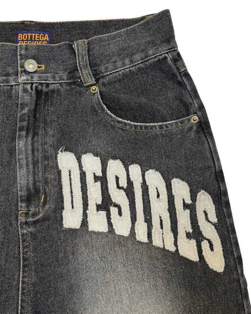 American Retro Fashion Brand Clothing Letter Embroidered Denim Shorts Men Y2k Street Fashion Loose Oversized Shorts WomenX240914