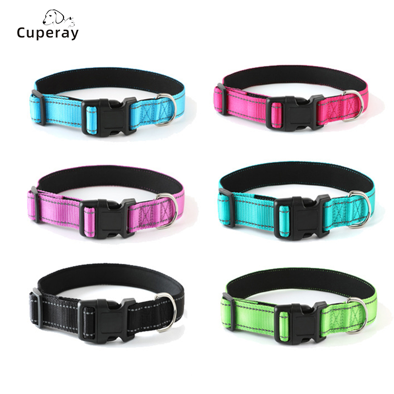 Nylon Reflective Pet Collar,Adjustable Size Dog Collar with Submersible Lining Breathable for Dogs Outdoor Traveling and Walking