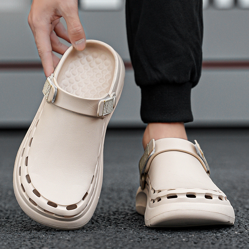 STRONGSHEN Summer Men Sandals Casual Slippers Waterproof Oilproof Chef Shoes Breathable Garden Sandals Outdoor Beach Aqua Shoes