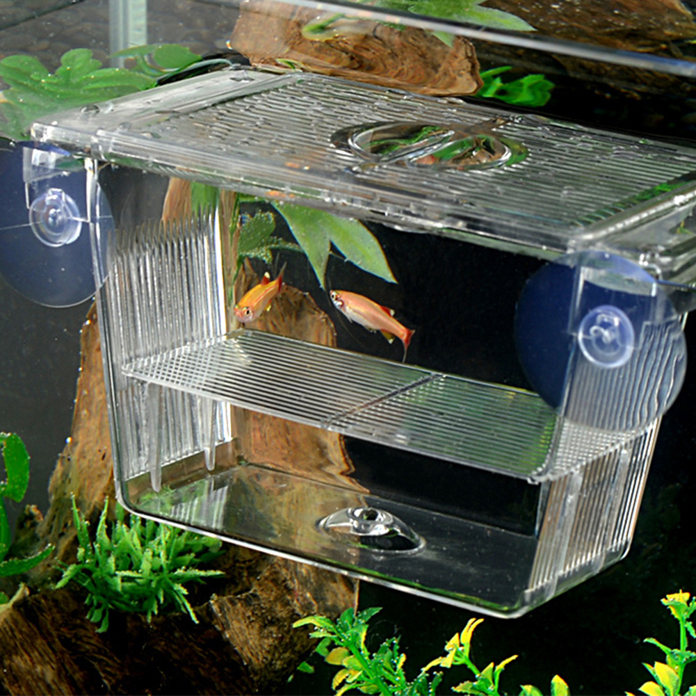 Double-Deck Clear Fish Breeding Isolation Box Aquarium Breeder Fish Tank Hatching Incubator Fish House Home