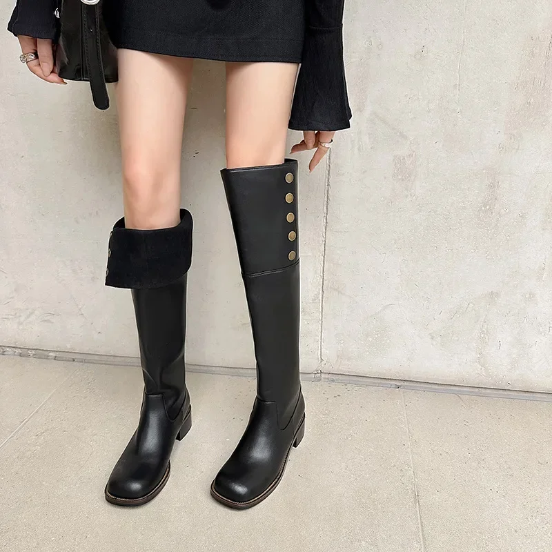 Woman Winter Over The Knee High Fashion Slip on Long Ladies Shoes Comfort PU leather Western Cowboy Boots 1fb4 Lg