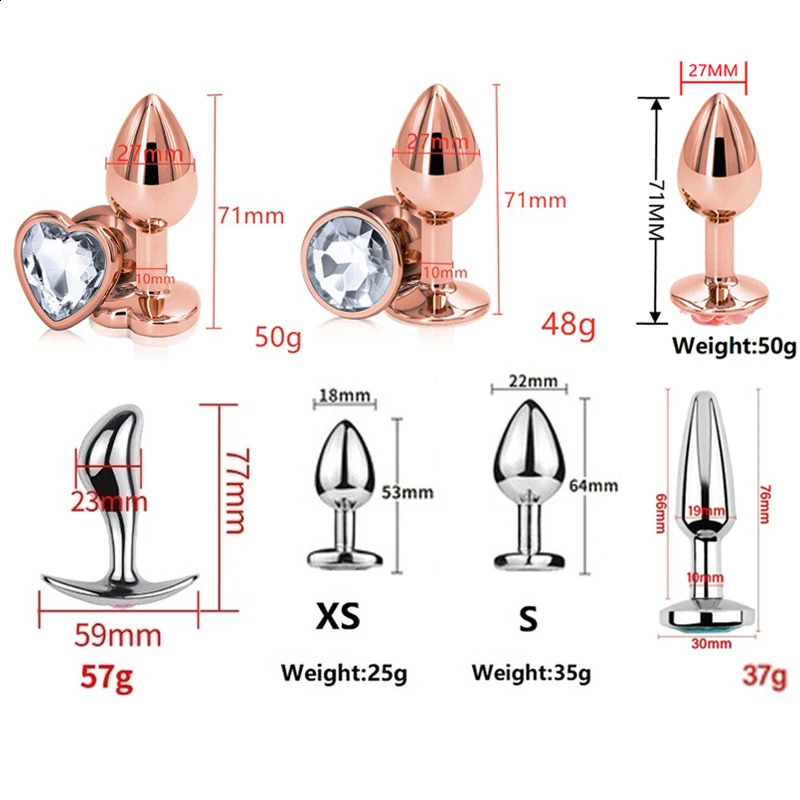 Small Size Metal Anal Beads Butt Plug Mini Rainbow Rose gold Butt Plug Crystal Jewelry Trainer Anal Dildo Masturbation Sex Toy 240914
