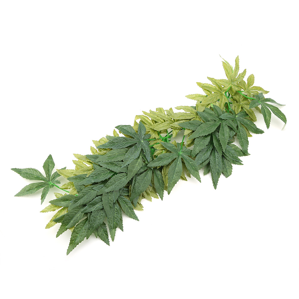 Green Artificial Plant Fake Leaves Aquarium Fish Tank Reptile Terrarium Ornaments Decor 50cm