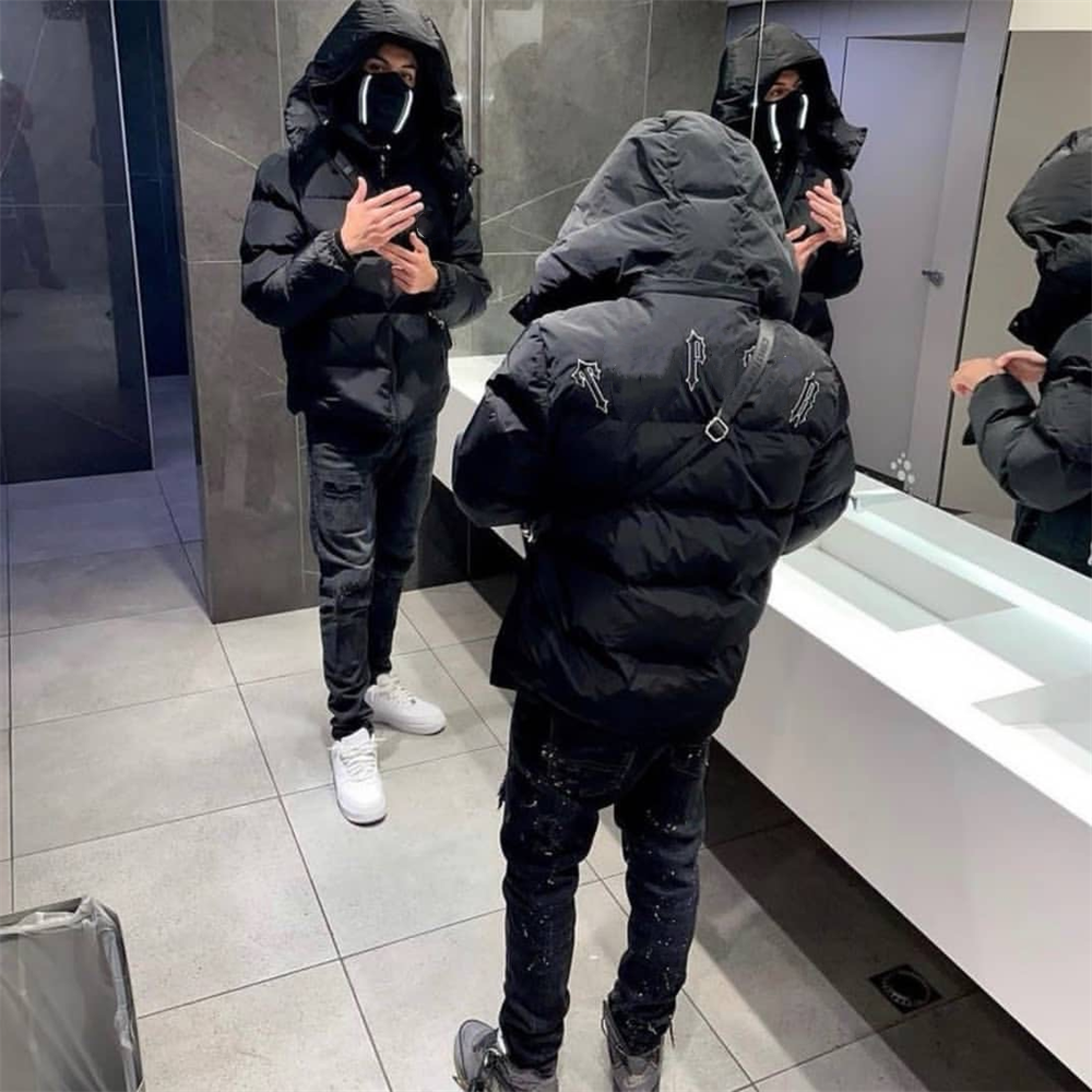 Men's down jacket parka Coat Men Women Embroidery winter puffer Jacket Shiny Black Irongate Jacket Detachable Hood High Quality Thick Warm Winter