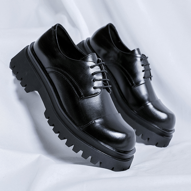 Men Black Platform Classic Fashion Lace up Increase Business Office Dress Leather Shoes 0d00