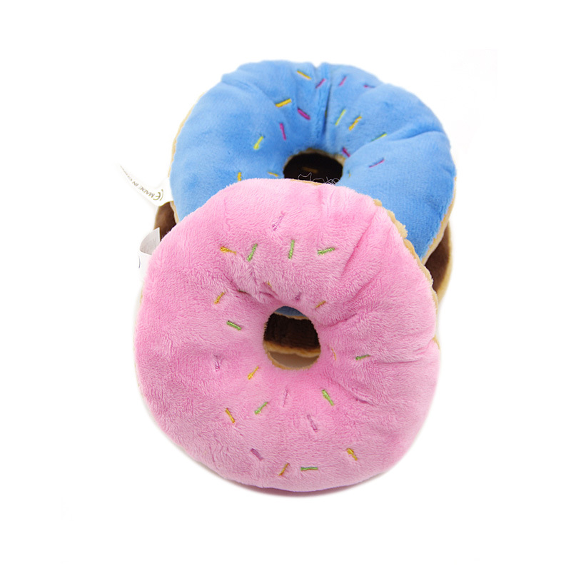New Interesting and Cute Plush Donut Bread Toy Plush Toy Cream Donut Pet Sounding Dog Toy