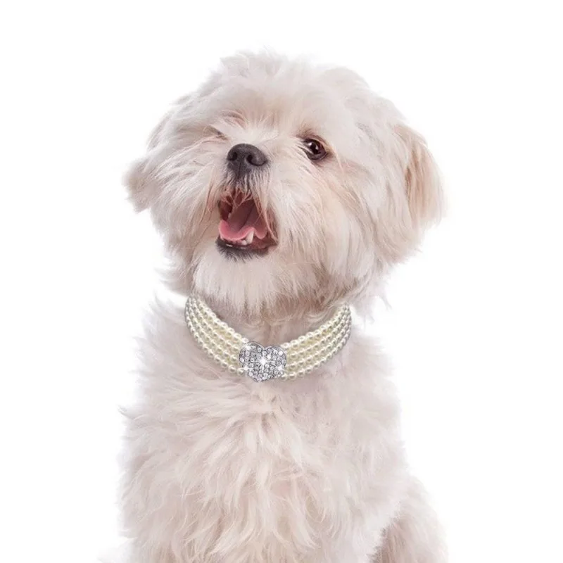 Pet Collar Puppy Cat Small Dog Jewelry Necklace Party Pearl Collar Fashion Dog Collars Pet Accessories